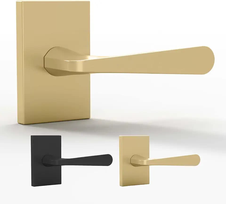 Mega Handles Serrano Dummy Door Handle (2 Pack), Closet Door, Satin Brass