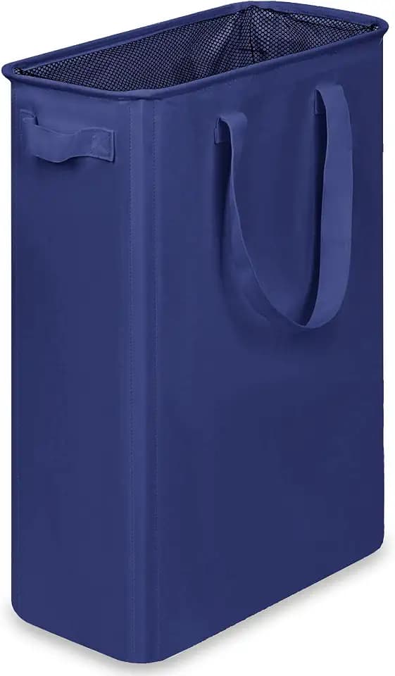 efluky Slim Laundry Basket, Narrow Laundry Hamper with Handles, Collapsible Dirty Clothes Hamper, Tall Laundry Bin for Laundry Room, Dorm and Bedroom, 12.7 Gallons(48L) Blue