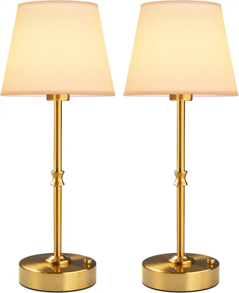 EppieBasic Cordless Table Lamp Rechargeable: Fast Charging & Long Lasting - 2700K Warm Light Vintage Gold Lamps for Women Housewife - Dinning Living Room Bedroom - 2 Pack