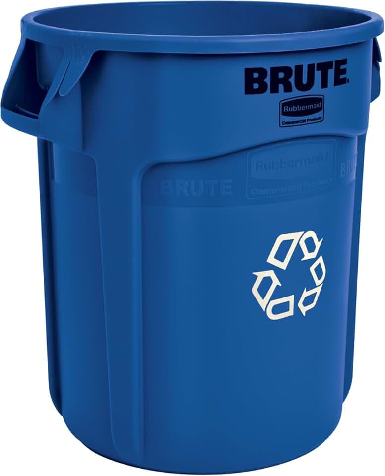 Rubbermaid Commercial Products BRUTE Heavy-Duty Round Trash/Garbage Can, 20-Gallon, Blue, Outdoor Waste Container for Landscapers/Construction/Restaurants/Back of House/Offices/Warehouses