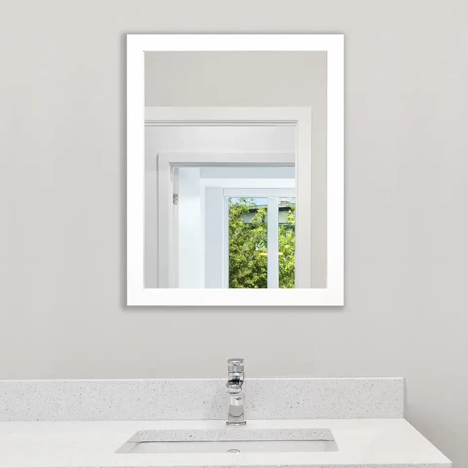 Phore Rectangular Wall Mirror White Bathroom Mirror 16" x 20" Wall Mirror for Entryway, Bedroom, Living Room