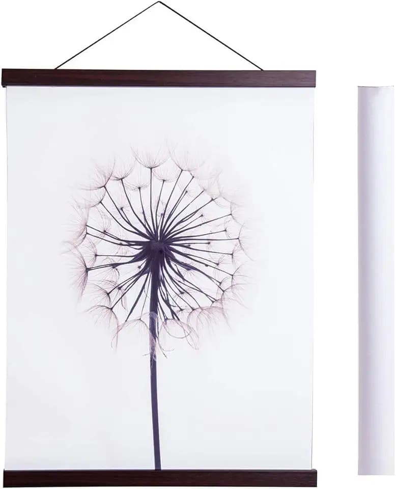 Artmag Magnetic Poster Hanger Frame, 28x22 28x40 28x29 Light Wood Wooden Magnet Canvas Artwork Print Poster Hangers Frames Hanging Kit (Walnut, 28")