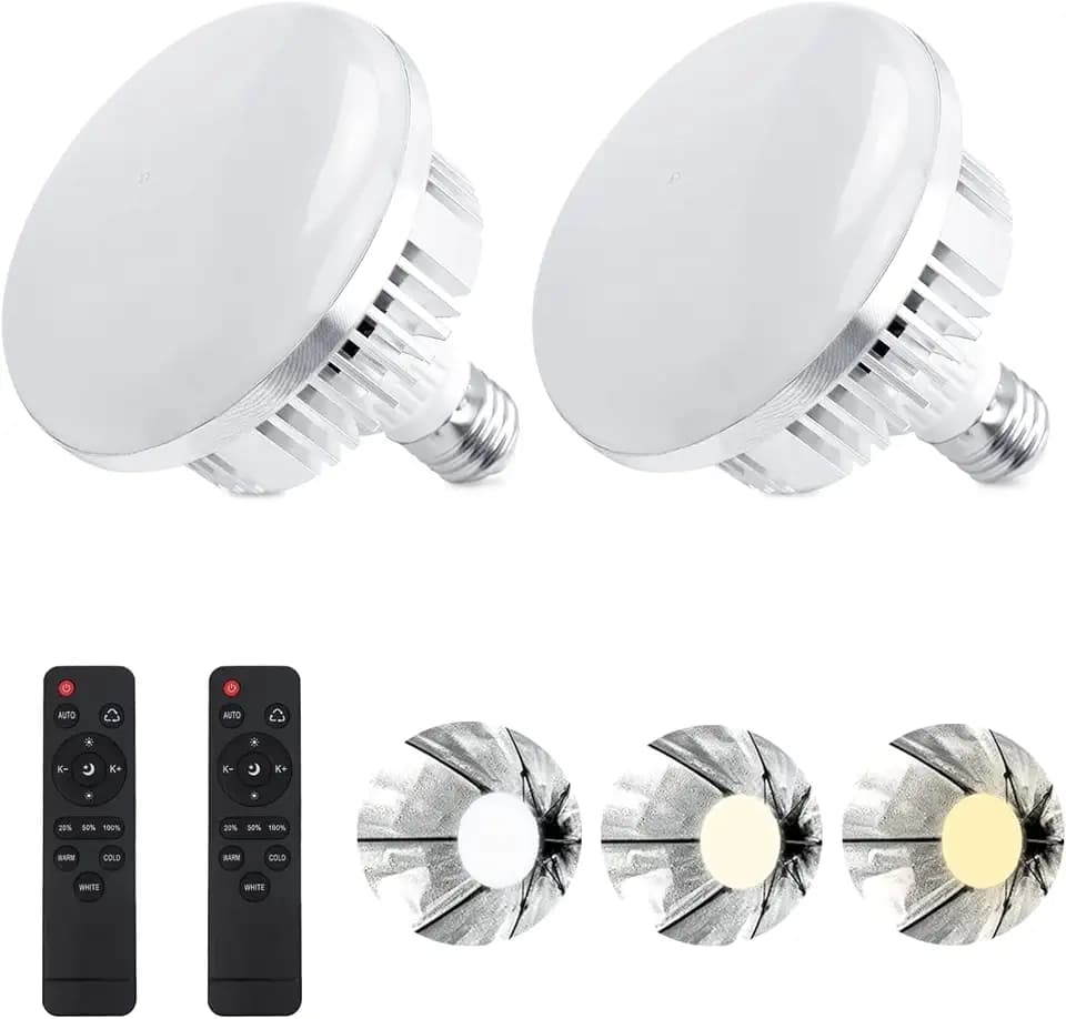 Skytex 2Pack 135W Photography Light Bulb Dimmable Tricolor LED Bulbs 2700-6400K Colour Temperatures Softbox Bulb in E27 Socket for Photography Photo Video Studio Lighting