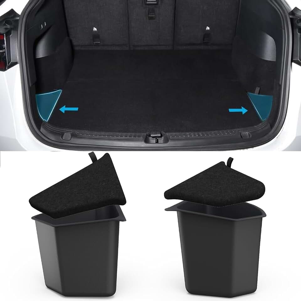 Ablagebox für Tesla Model Y, TPE-Stapelbox für Tesla Model Y Stiefel, Stiefel Links und Rechts Aufbewahrungsbox mit Deckel für Tesla Model Y