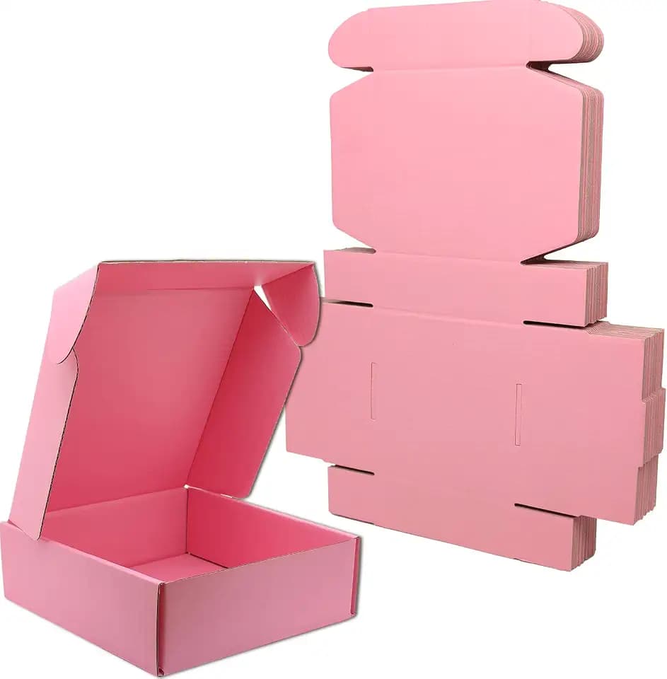 6x6x2 Shipping Boxes Set of 25, Pink Mailer Corrugated Cardboard Box