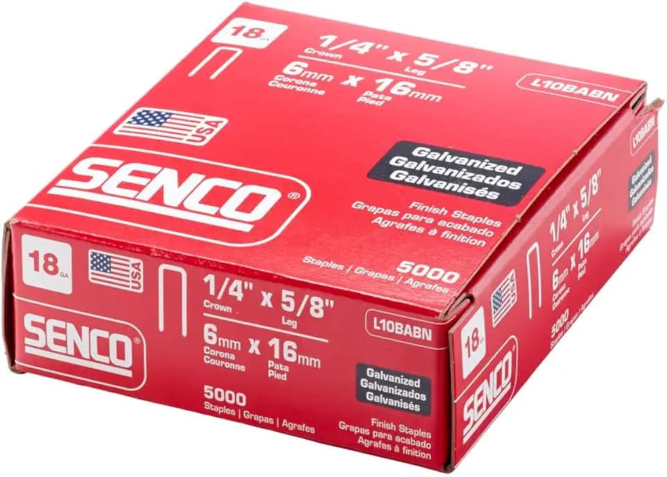 SENCO Collated Medium Wire Staples, Galvanized, 18 GA (L10BABN) 5,000 Box