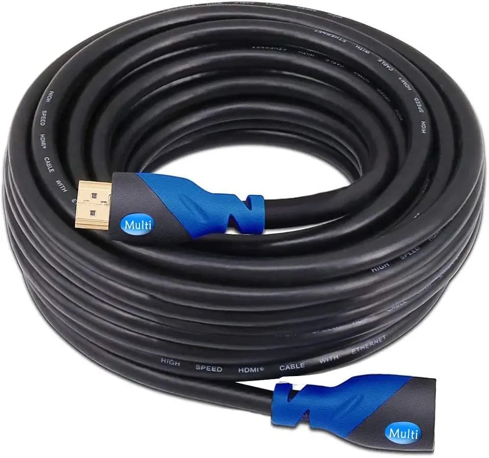 MutecPower High Speed 15 Meter HDMI 2.0 Verlängerungskabel Männlich zu Weiblich 18Gbps 4K@120Hz mit HDR VRR & ARC 26 AWG 15m Stecker auf Buchse Kabel Blau/Schwarz geflochten
