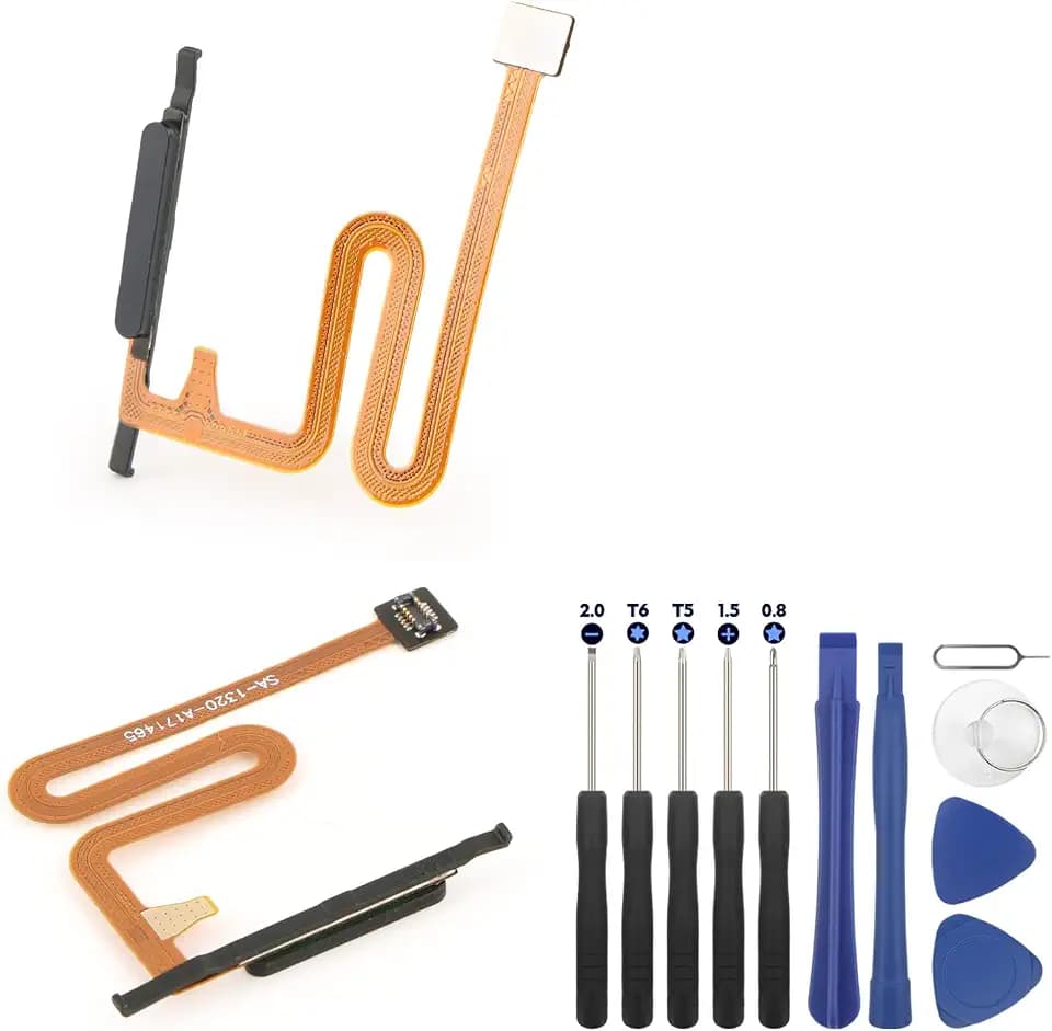 Power Button und Fingerabdrucksensor Flexkabel für Samsung Galaxy A14 SM-A146U Side Power Button Flex Kabel Ersatz mit Werkzeug (Schwarz)