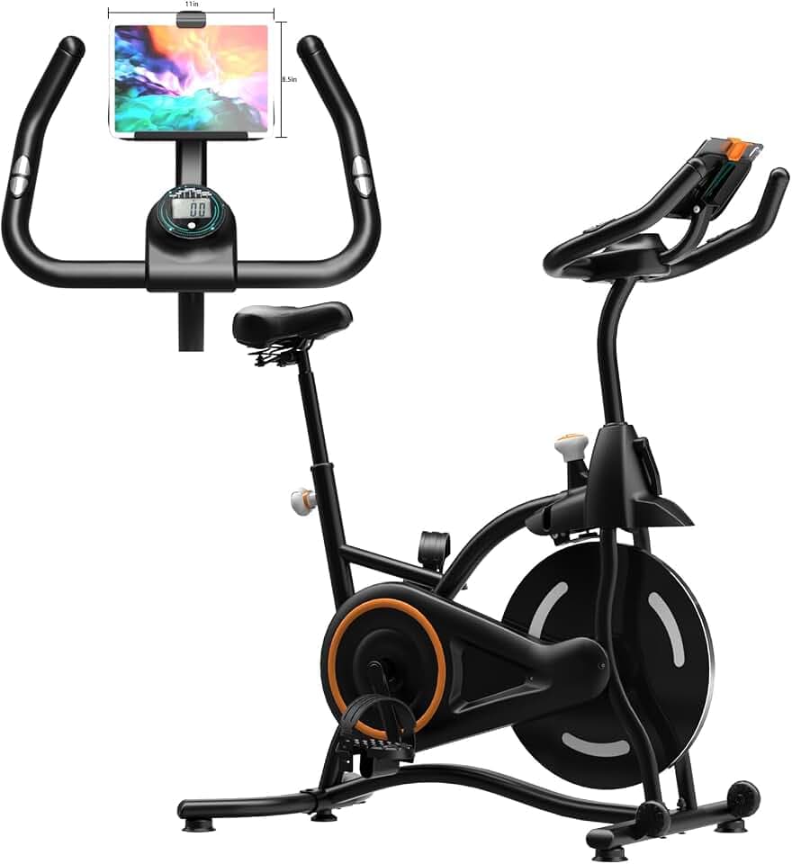 Cyclerade Exercise Bike, Low Noise Indoor Stationary Cycling Bike with APP Sports Data Link Adjustable Resistance With Flat Stand