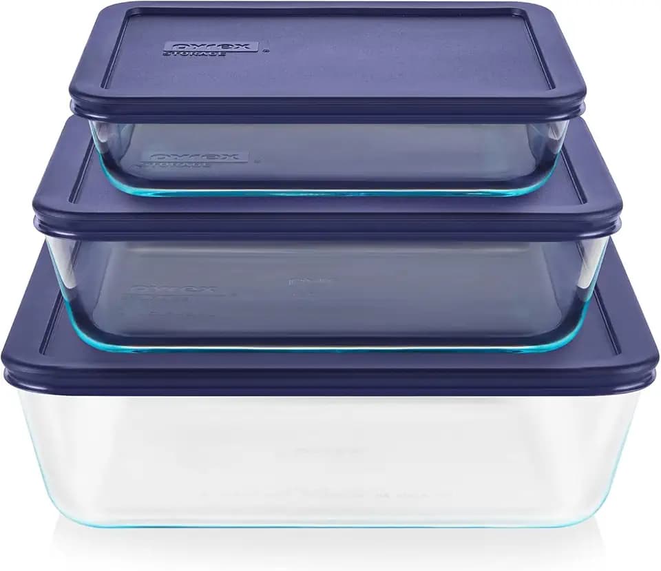 Pyrex Simply Store (3-Pack) Rectangular Glass Food Storage Containers Set