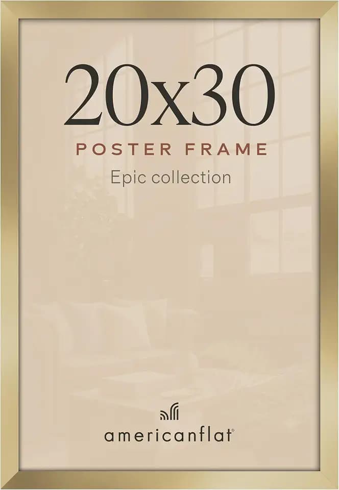 Americanflat 20x30 Poster Frame - Gold Engineered Wood with Polished Plexiglass - Wide Picture Frame for Vertical or Horizontal Wall Display - Epic Collection - Gold