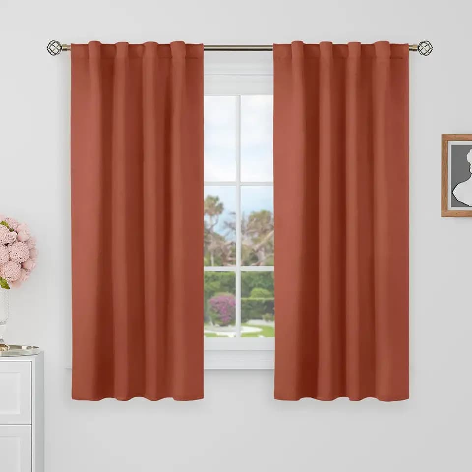BGment Blackout Curtains 48 Inches Long for Bedroom, 2 Panels, Terracotta