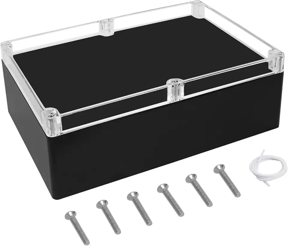 LeMotech Electrical Box Clear Cover Project Box IP65 Waterproof Junction Box ABS Plastic Case Universal Enclosure for Electronics, Black 11.4"x 8.2"x 3.9"(290x210x100mm)(Pack of 1)