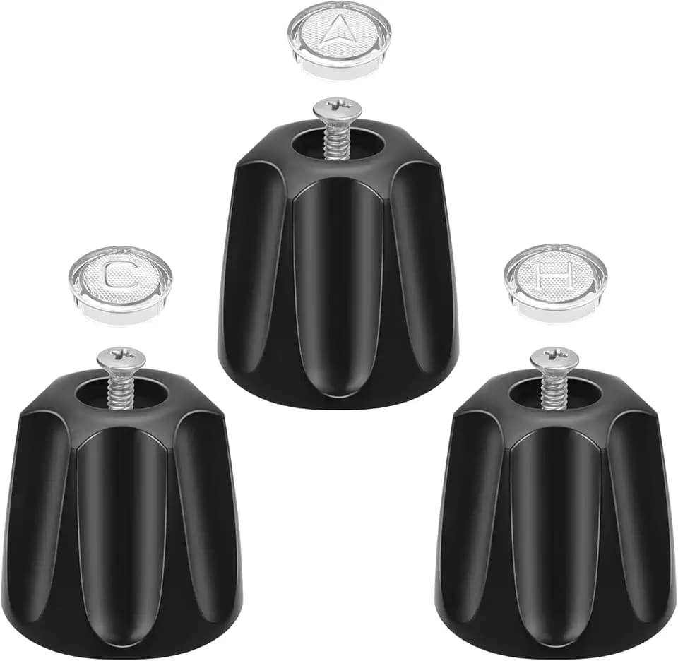 Set of 3 Shower Knob Replacement Metal Bathtub Knobs Replacement Compatible with Price Pfister Verve and Bathtub Shower Faucet Handle Remodel Trim Kit Include Hot Cold and Diverter (Matte Black)