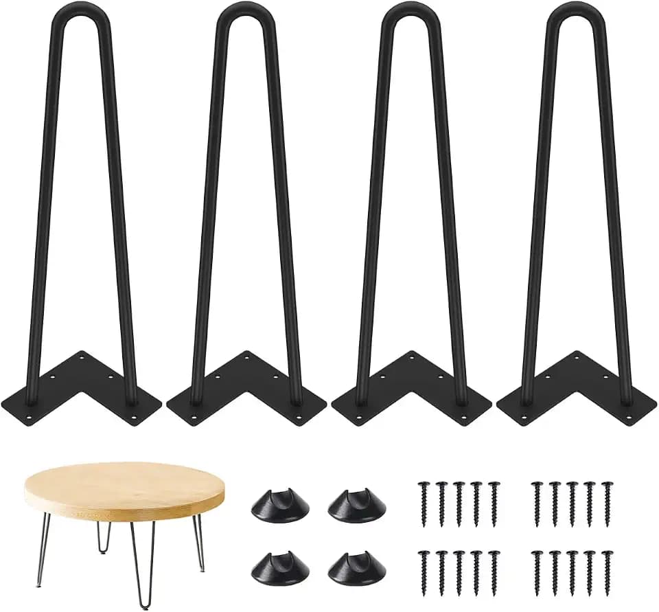 Genius Iron Hairpin Table Legs 16 inch, Black, 4 PCS