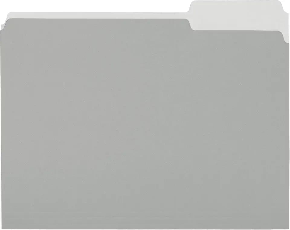 Amazon Basics File Folders for Organization, Letter Size, 1/3 Cut Tab, Gray, 36-Pack