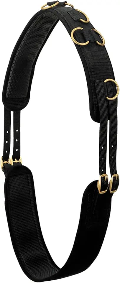 Weaver Equine Adjustable Surcingles for Horses with Shock-Absorbing Neoprene, Brass Plated Buckles & Dee Rings for Side Reins, Fits 68" to 72"