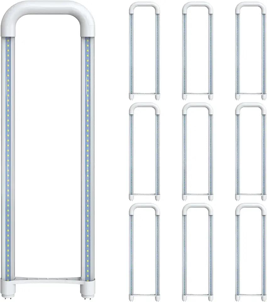 Romwish U Bend T8 LED Tube, 6000K Super Bright, 10 Pack, ETL Listed