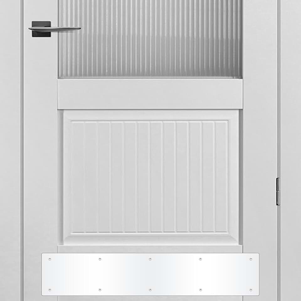 2pcs 30×6Inch Aluminum Door Kick Plates for Exterior Doors – Decorative Protection to Prevent Damage from Kicking – Stylish and Durable Door Kick Plate(White)