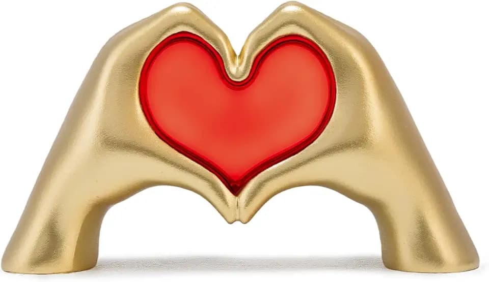 Heart Hands Sculpture with 3-Color Changing Light, USB and Battery Powered
