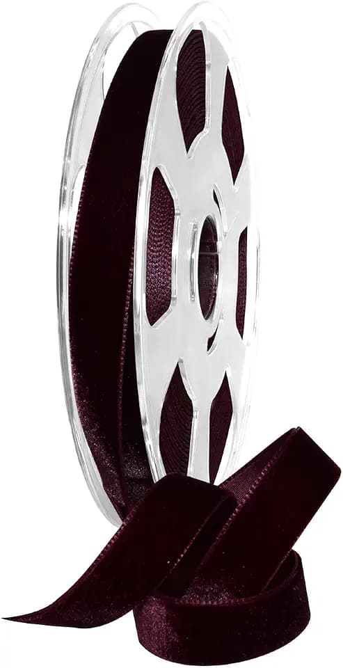 Morex Ribbon Velvet Ribbon Nylvalour, 5/8"" x 11 Yd, Burgundy (01215/10-434)