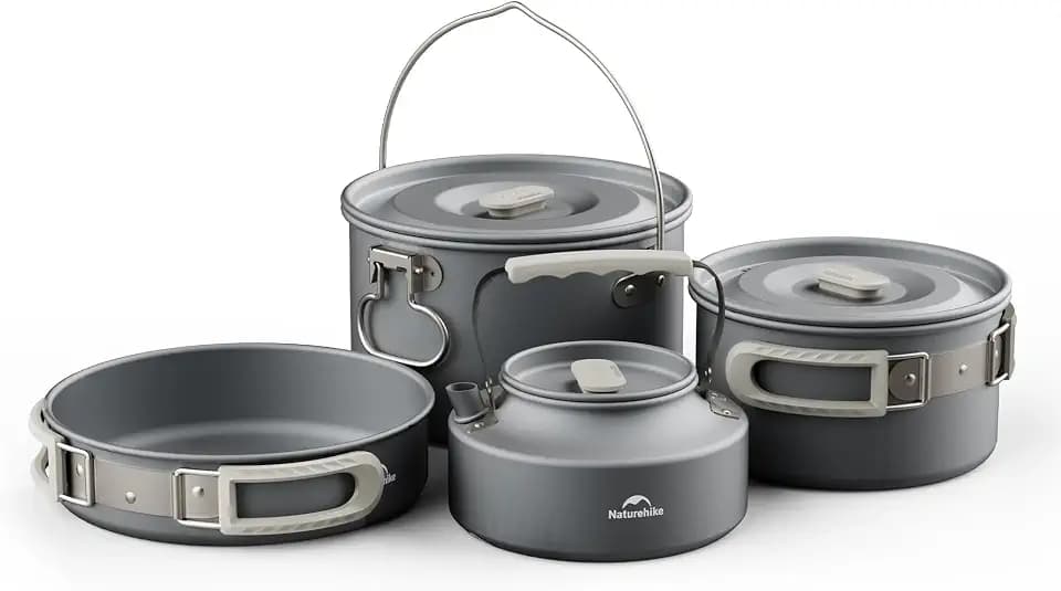 Naturehike Camping Cookware Set Mess Kit for Backpacking Gear, Camp Cooking Set, Camping Pots and Pans Set for Outdoor Backpacking Camping Hiking Picnic