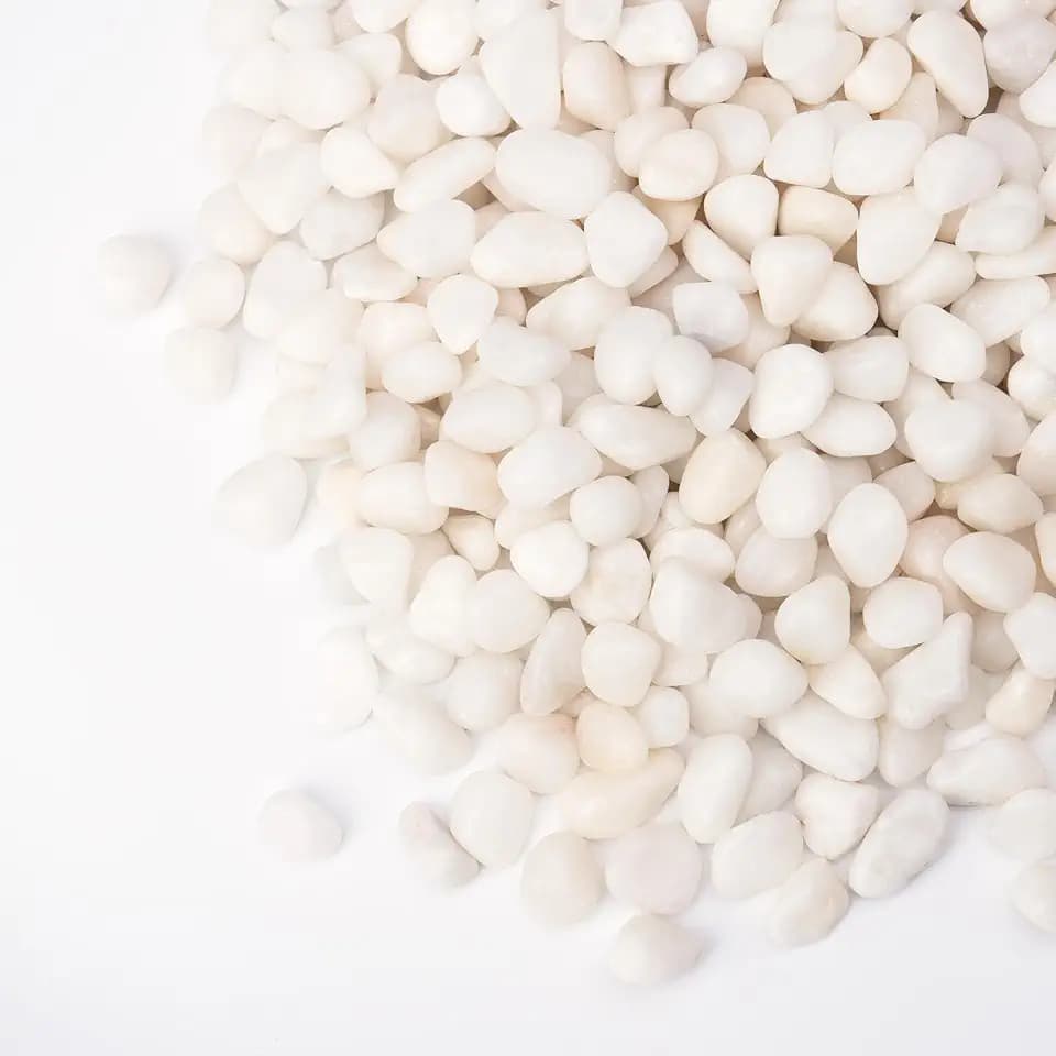 Pulovin 10 lbs White Garden Pebbles for Plants, 3/8" Small Plant Rocks for Pots Indoor, Decorative Pea Gravel for Succulents, Bamboo, Terrarium, Landscaping, Garden