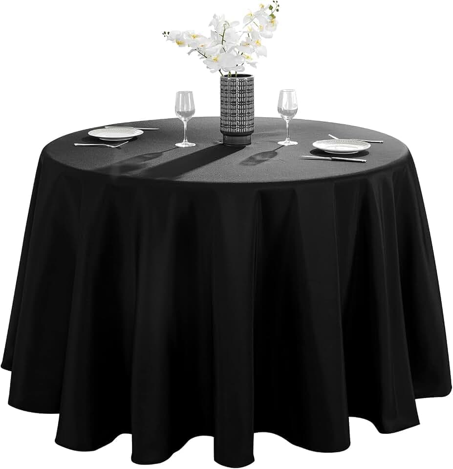 VidaFete Classic Series 1 Pack 90inch Round Polyester Table Cloth, Black