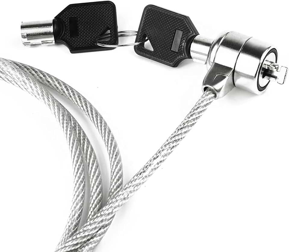 Cable Technologies Sicherheitskabel aus Stahl, 110 cm, für Notebook mit Vorhängeschloss, Kensington Sicherheitssteckplätze, Schlüsselverschluss, 2 Schlüssel, Schutzverriegelung, PVC-Beschichtung