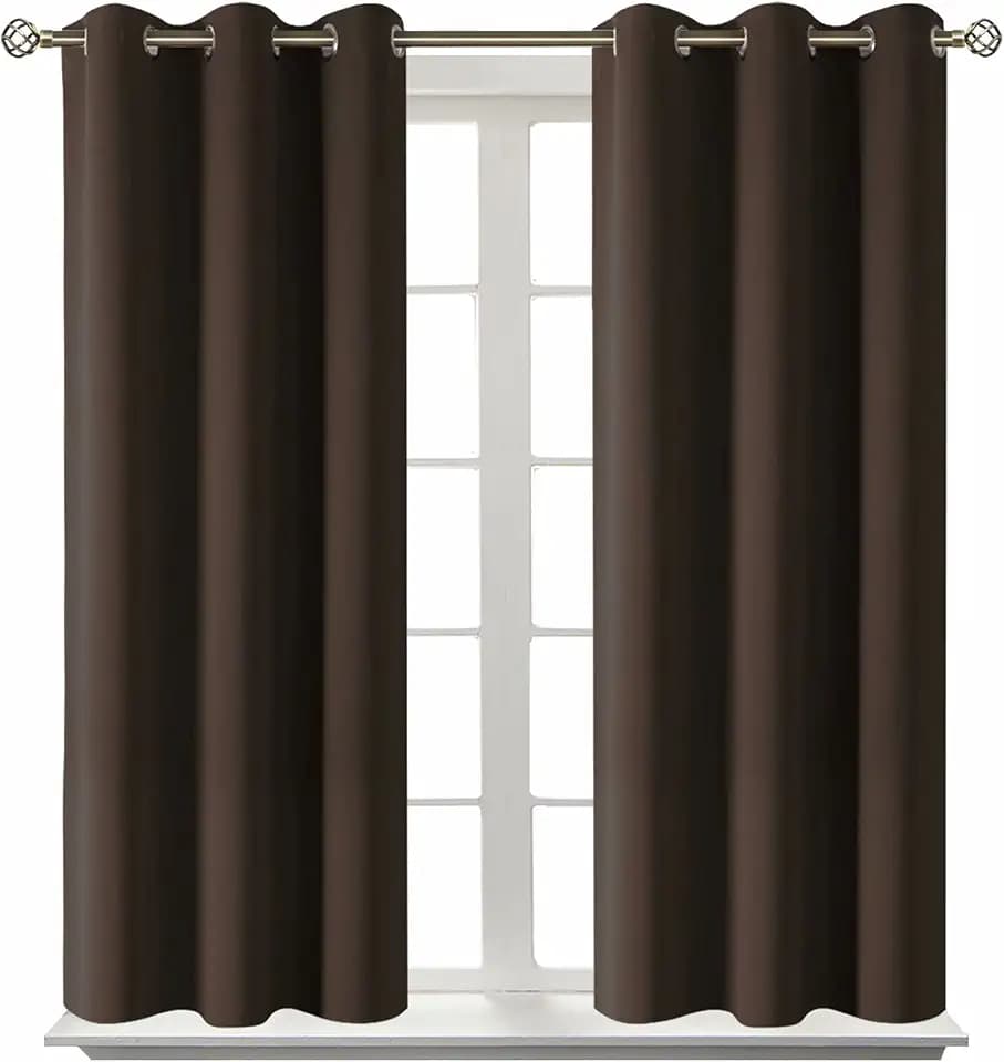 BGment Short Curtains for Small Window 45 Inch Long - Brown 2 Panels