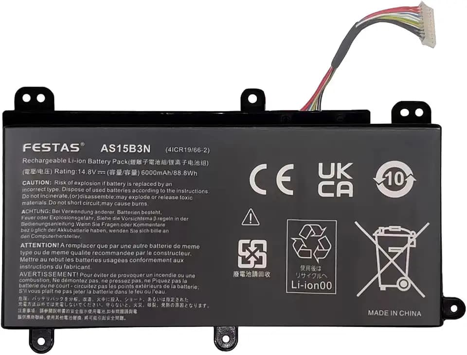 FESTAS 14,8 V 88,8 Wh AS15B3N Akku, kompatibel mit Acer Predator 15 G9-591 G9-592 G9-593 G9-592G für Predator 17 G5-793 G9-791 G9-792 G9-793 G9-793 1G G9-. 792G 17X GX-791 GX-792 21X GX21-71