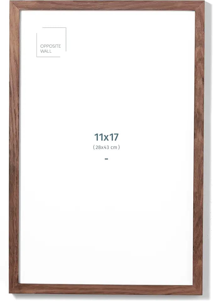 Opposite Wall - 11x17 in - Dark Solid Oak Wood Picture Frame - Lightweight, Versatile & Shatterproof - Wall Hanging Poster or Photo Frame - Wall Decor for Office, Gallery & Home
