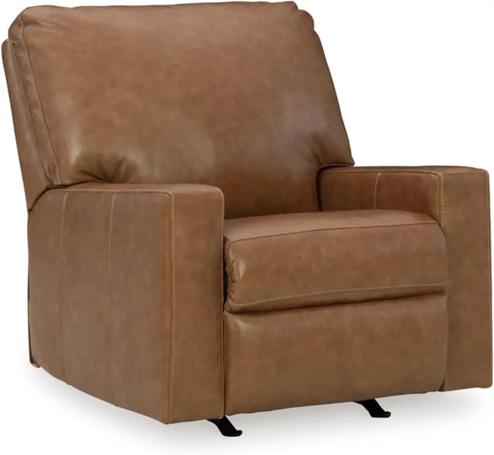 Signature Design by Ashley Bolsena Leather Rocker Recliner Chair, Caramel