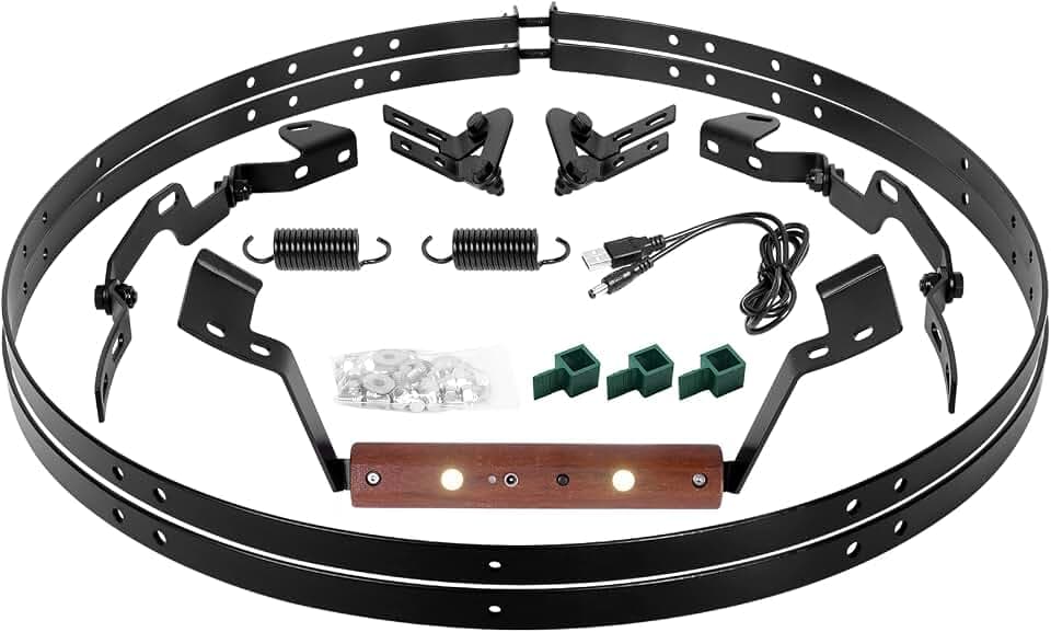 Vankey Hinge Assembly with LED Handle for Large Green Egg - Heavy Duty Powder Coated Steel Band and Hinge Replacement Kit for Large Big Size Egg Green, Springs & Hardware - Enhanced Seal & Durability