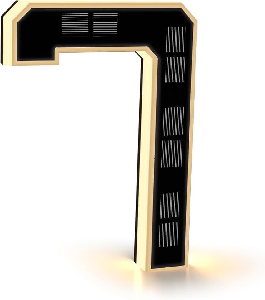 Solar Hausnummer Beleuchtet für Außen Wasserdicht, Beleuchtete Hausnummernschild Solar, Hausnummernleuchte Schwarz Groß - Höhe 23 cm (7-schwarz, 23CM)