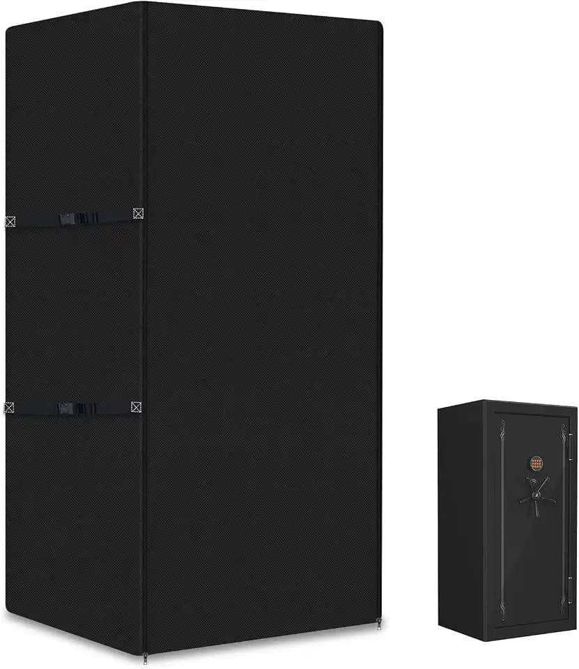 Gun Safe Cover Waterproof – Heavy Duty 600D Oxford Gun Cabinet Cover, Dustproof Protective Cover for Large Rifle Safe, Indoor Outdoor Waterproof Gun Safe Protective cover
