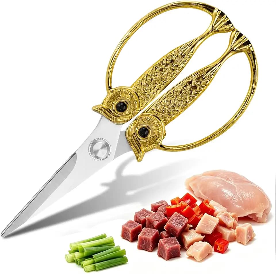 XSNBRD Kitchen Scissors Heavy Duty, Golden Stainless Steel Owl Shears.