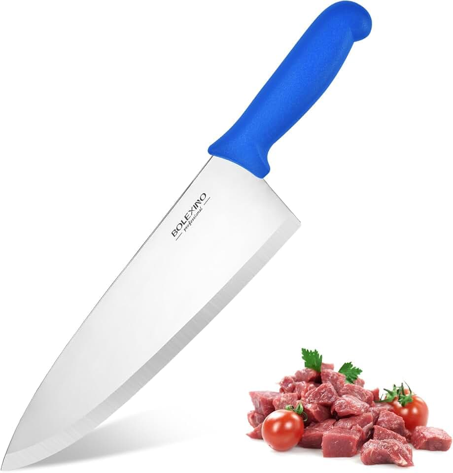 10" Professional Chef Knife, High Carbon Steel, Ergonomic (Blue)