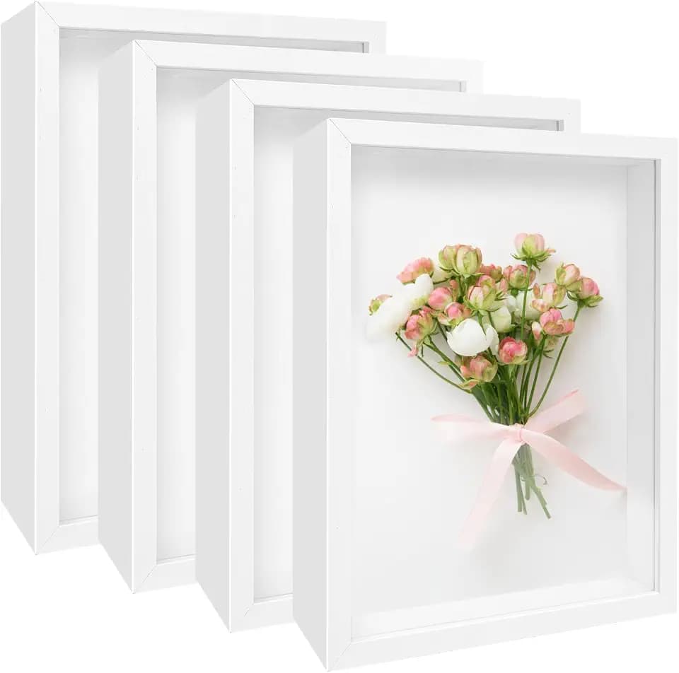 4 Pack 8x10 Shadow Box Frame Display Cases 3D Wood Deep Shadow Boxes