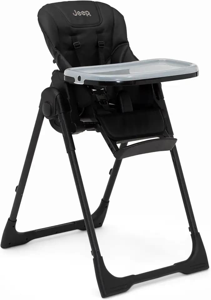Jeep by Delta Children Classic Convertible 2-in-1 High Chair for Babies and Toddlers with Adjustable Height, Recline & Footrest - Dishwasher Safe Meal Tray, Black