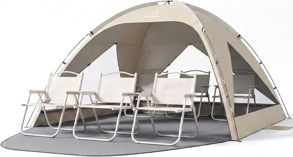 Wolfwise Beach Tent Sun Shelter Portable, Large 6 Person Sunshade Cabana