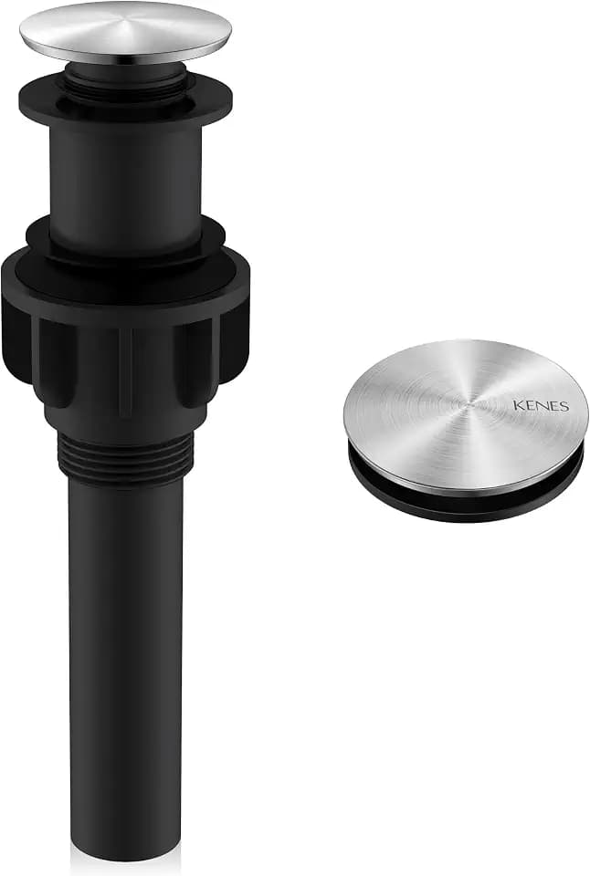 KENES Brushed Nickel Pop Up Bathroom Sink Drain Assembly Without Overflo