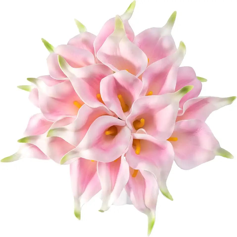 Crafjie 22pcs 13.4 in Pink Artificial Calla Lily Flowers Faux Calla Lilies