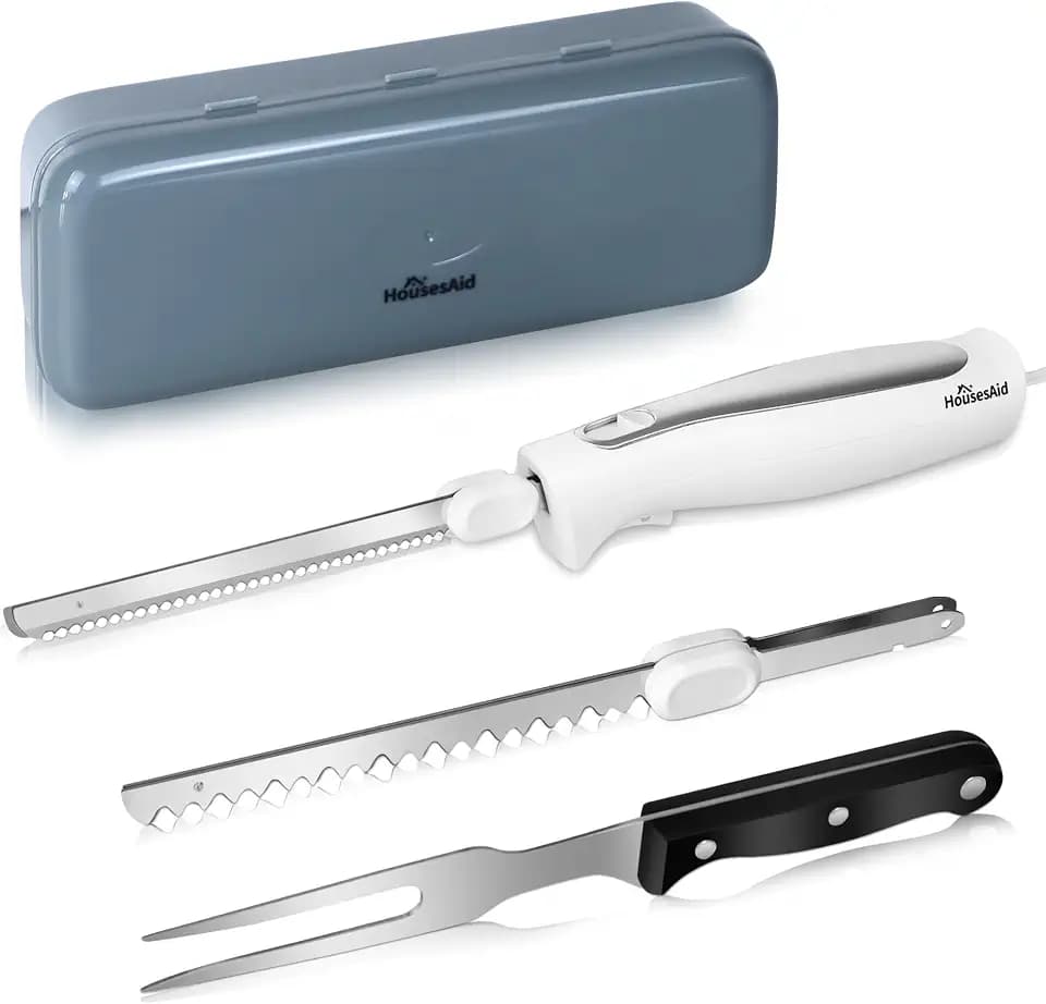Wired Electric Knife, Serrated Stainless Steel Blades
