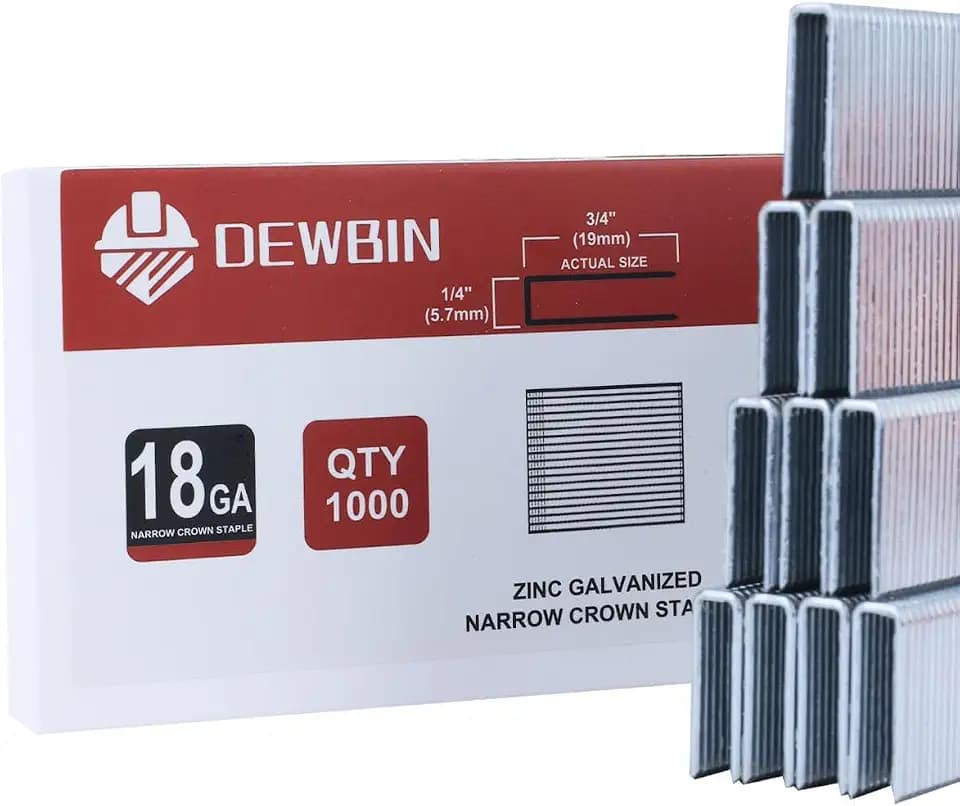 18 Gauge Narrow Crown Staples, 1000 Cts 3/4-Inch 18GA Heavy Duty Galvanized Upholstery Staples for Electric or Pneumatic Narrow Crown Stapler Guns