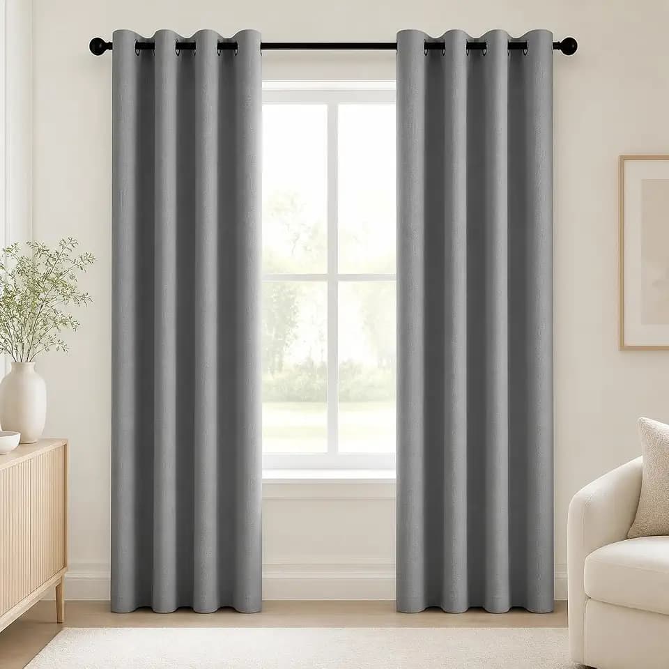 Deconovo 100% Blackout Curtains 96 Inch Long for Bedroom with Black Liner
