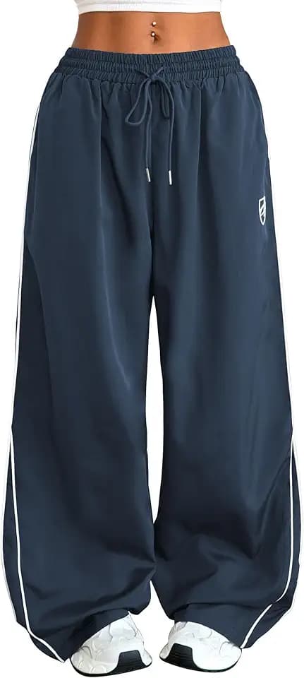 ZAFUL Women's Parachute Pants Y2K Baggy Wide Leg Sweatpants with Pockets