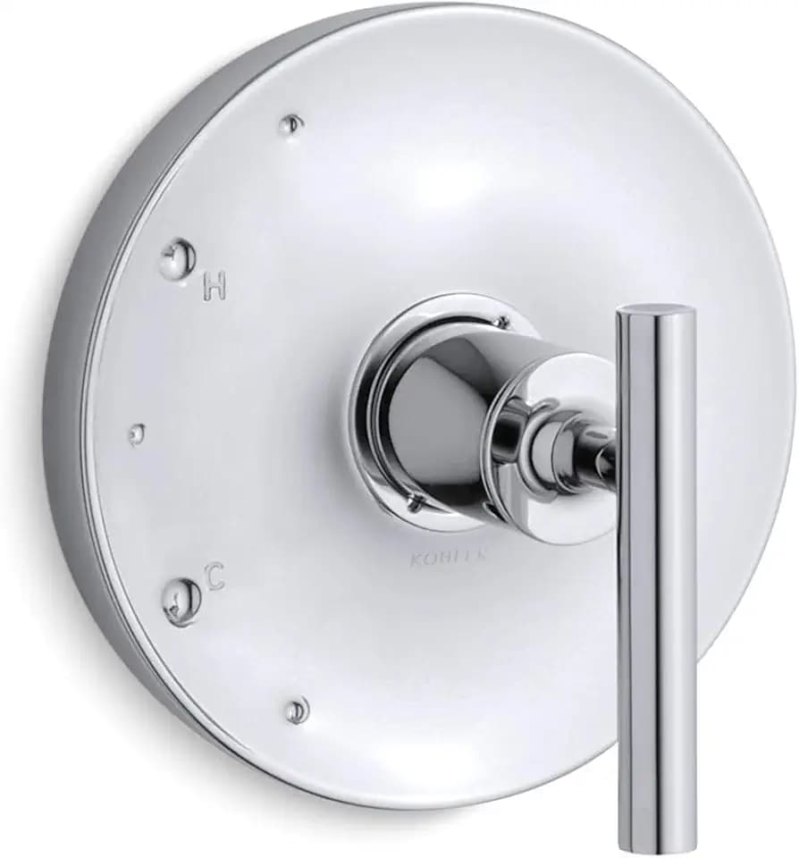 KOHLER Purist® Rite-Temp(R) shower valve trim with lever handle, temperature control, temperature memory, polished chrome, K-TS14423-4-CP
