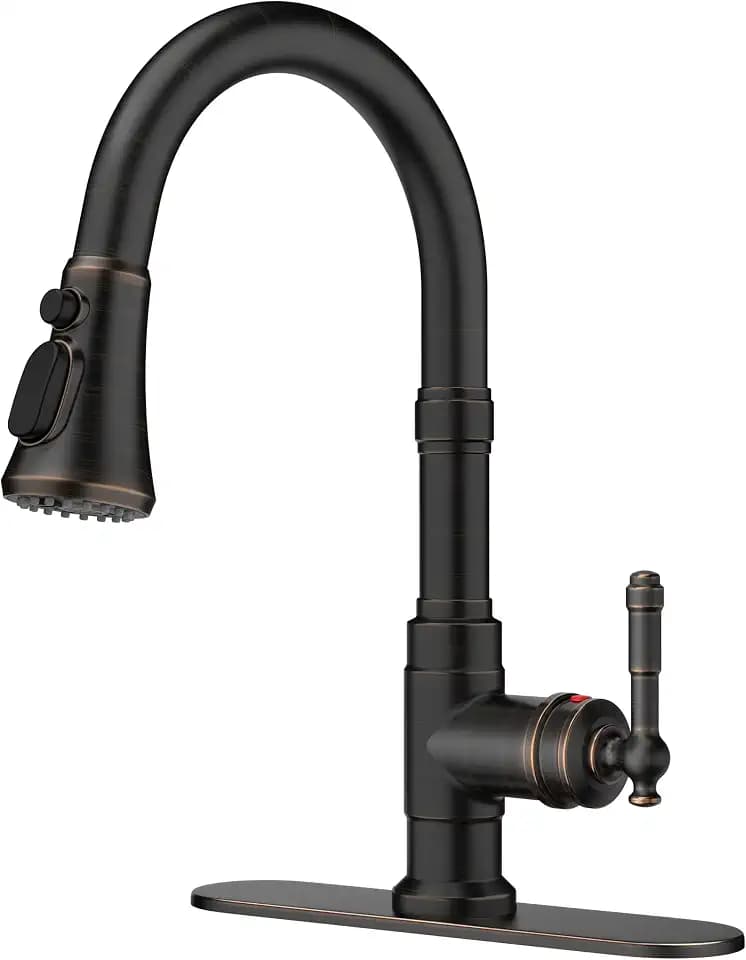 FORIOUS Vintage Kitchen Faucets with Pull Down Sprayer, Oil Rubbed Bronze