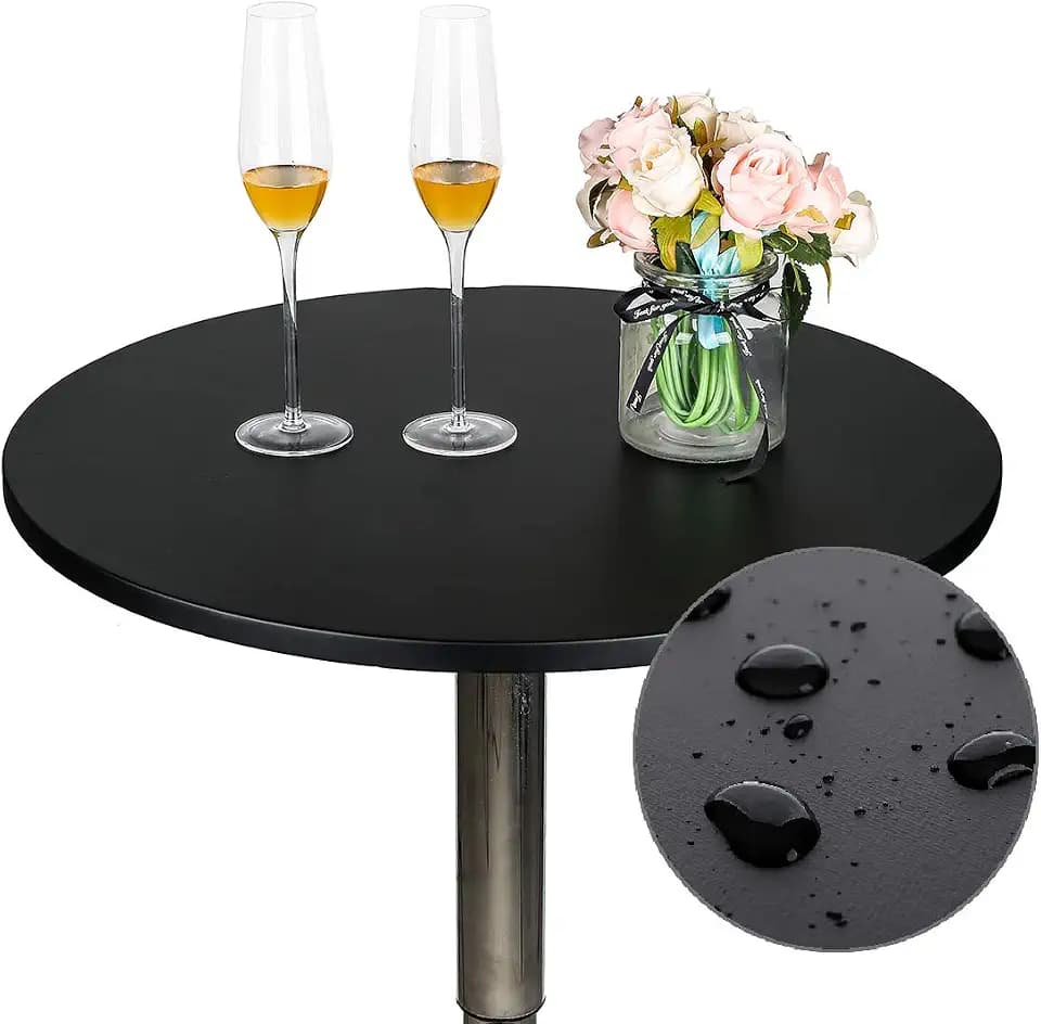 JISEN Round Tablecloth Waterproof Elastic Fitted Cover 30 Inch Black